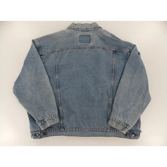 Levi Strauss Signature Denim Trucker Jacket Y2K Mens XL Light Blue Distressed - Picture 3 of 4